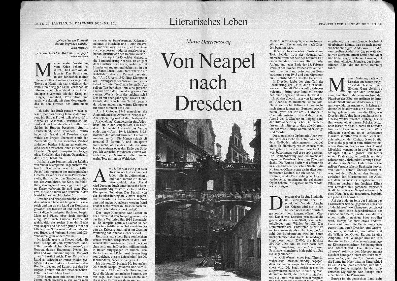 Von Neapel nach Dresden FAZ traduction du texte en allemand